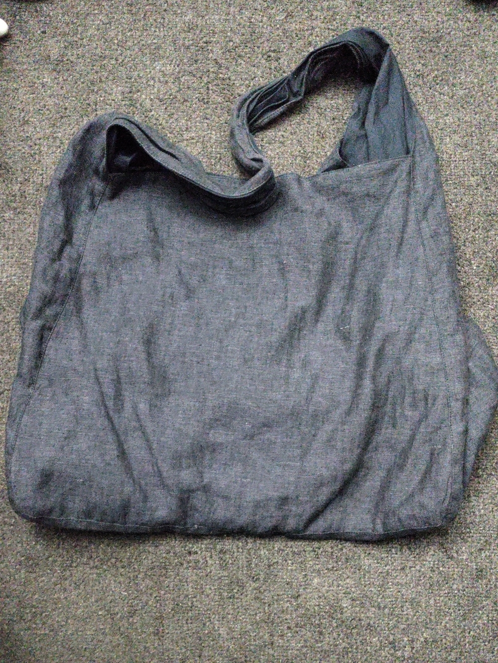 Garnet Hill "Marina" Oversized Linen Shoulder/ Tote Bag - Denim Blue